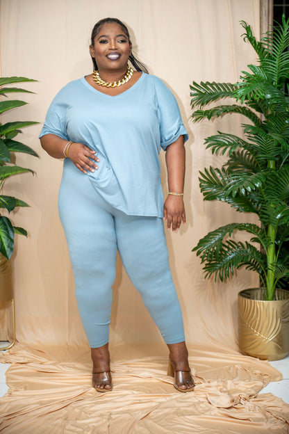 Gia Buttery Soft Legging Set - Blue Grey