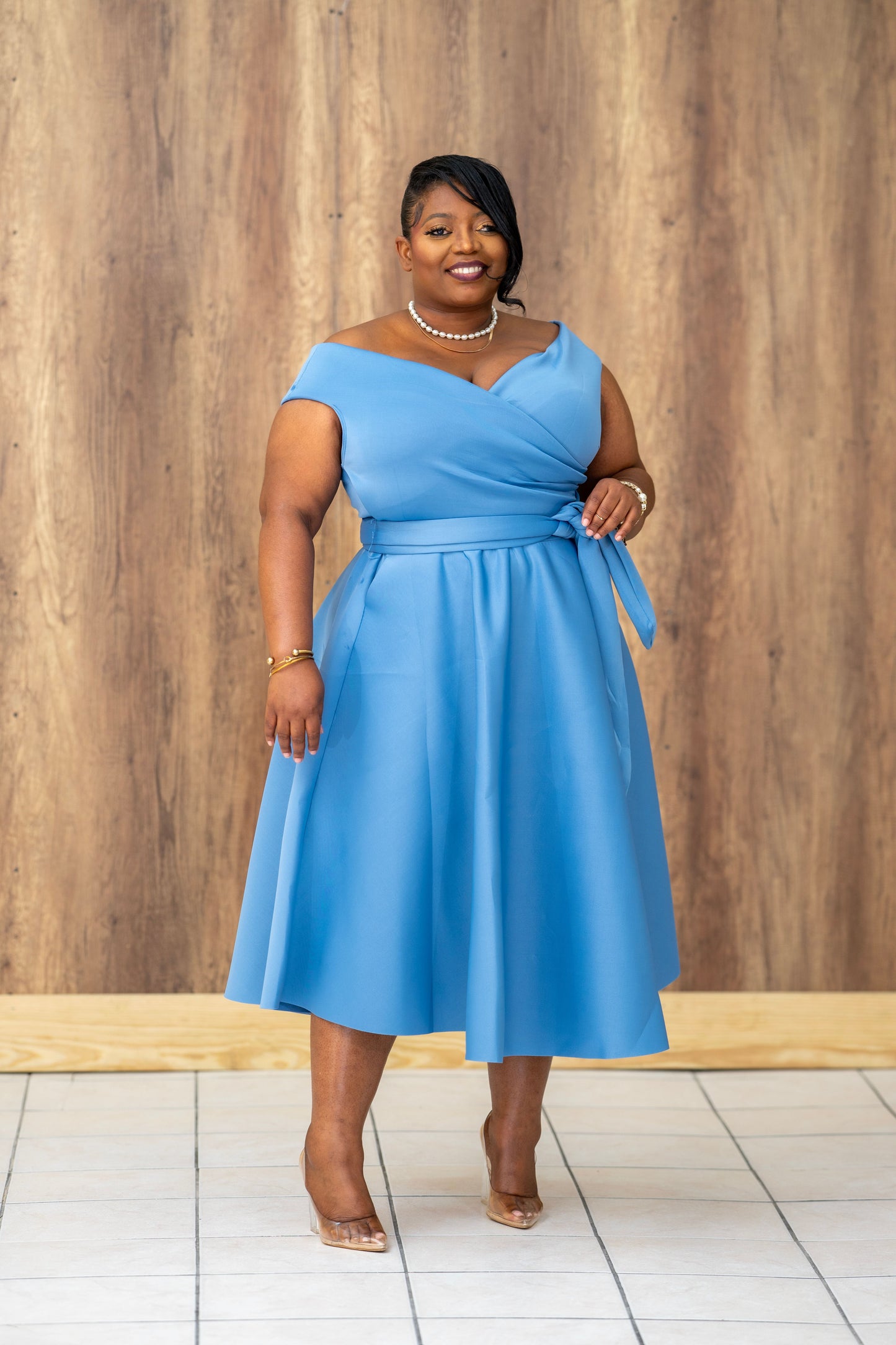 Pure Celest Flare Dress || Denim Blue
