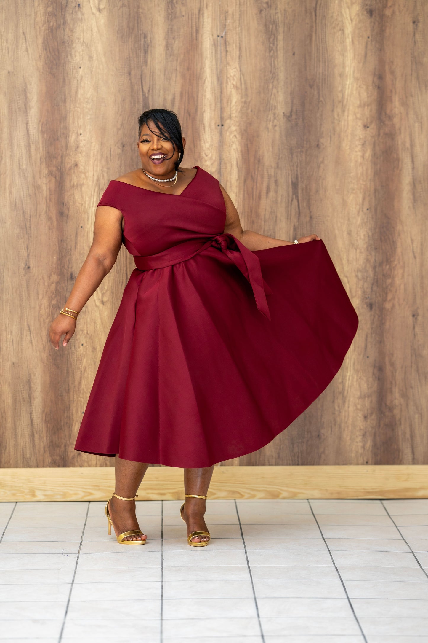 Pure Celest Flare Dress || Burgundy