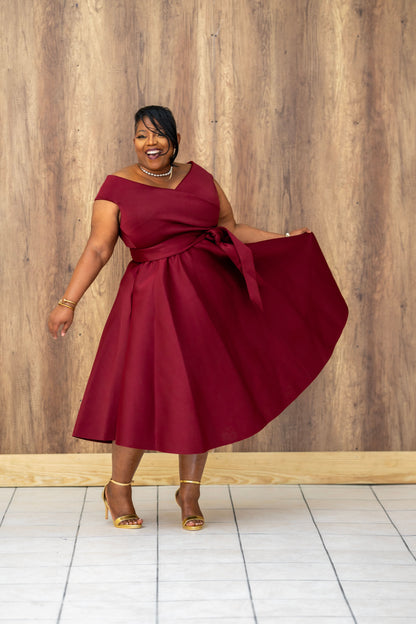 Pure Celest Flare Dress || Burgundy
