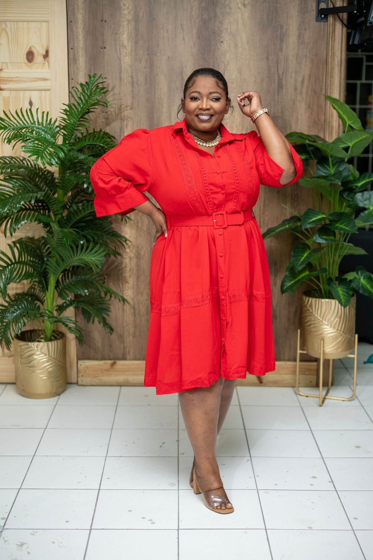 The Sunday Best Belted Dress || Red