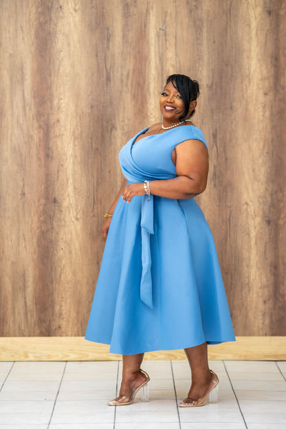 Pure Celest Flare Dress || Denim Blue