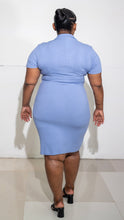 Load image into Gallery viewer, Johnny Collar Ribbed Dress || Denim Blue