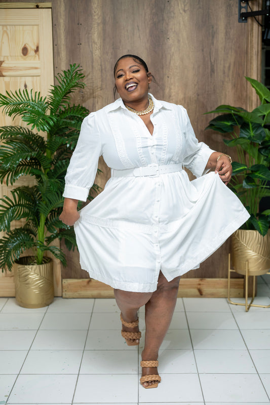 The Sunday Best Belted Dress || White