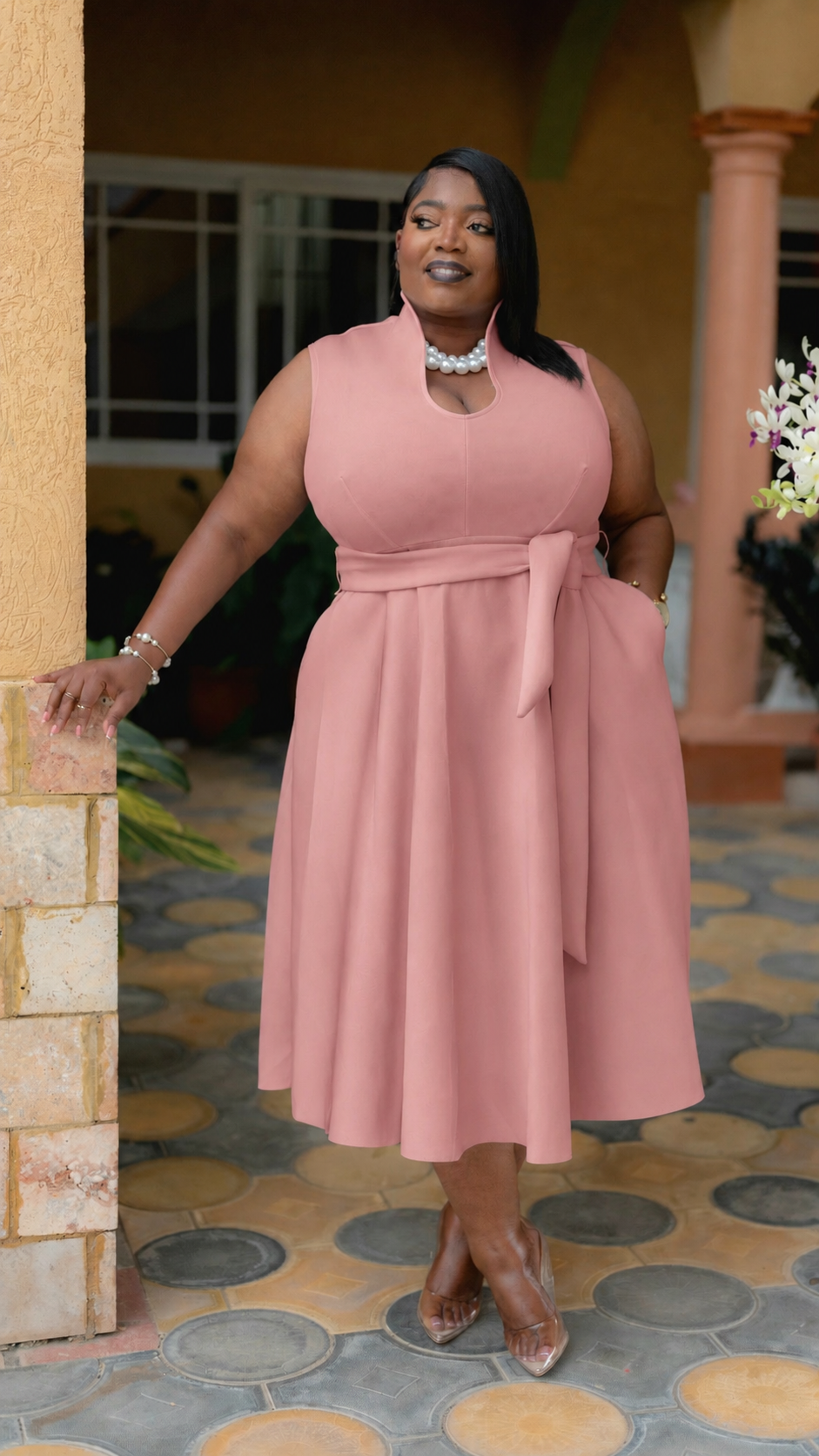 Pure Grace Midi Dress || Blush
