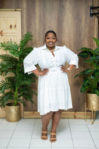 The Sunday Best Belted Dress || White