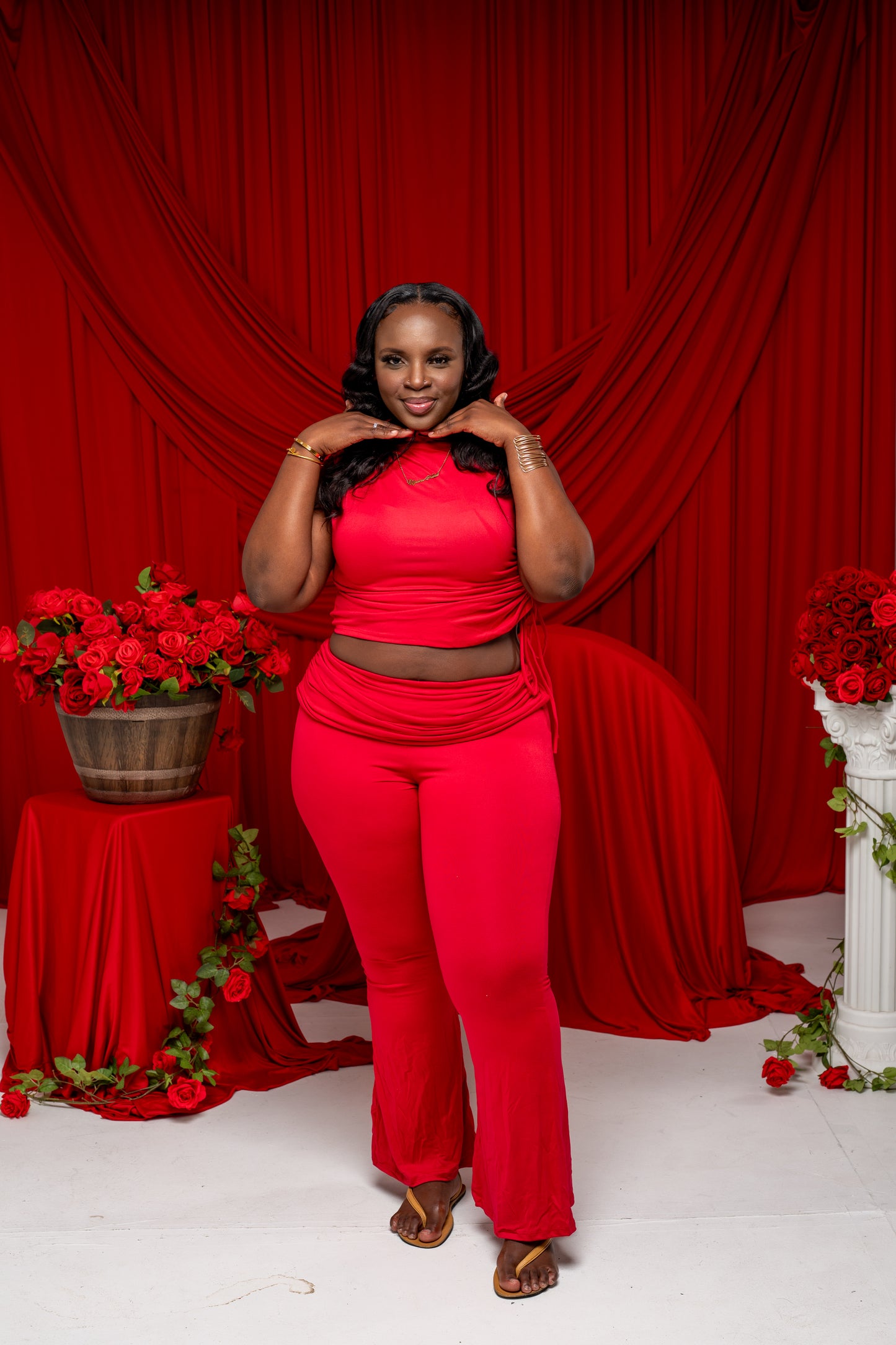 Sleek Motion Pants Set || Red