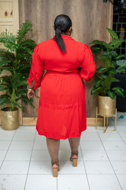 The Sunday Best Belted Dress || Red