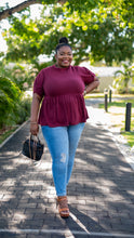 Load image into Gallery viewer, Haute Peplum Top || Burgundy
