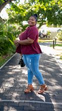 Load image into Gallery viewer, Haute Peplum Top || Burgundy
