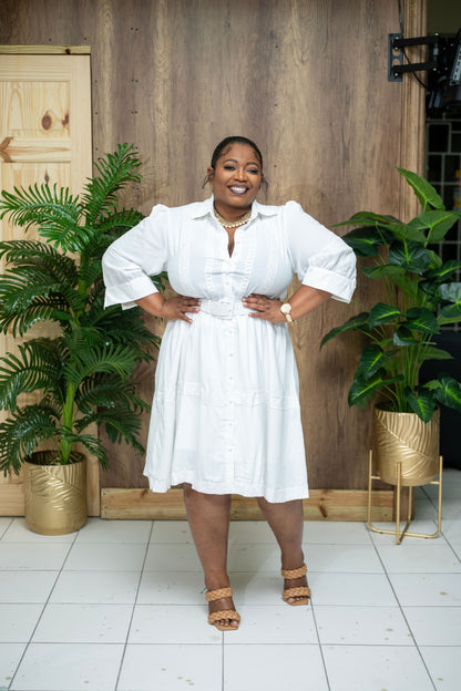 The Sunday Best Belted Dress || White