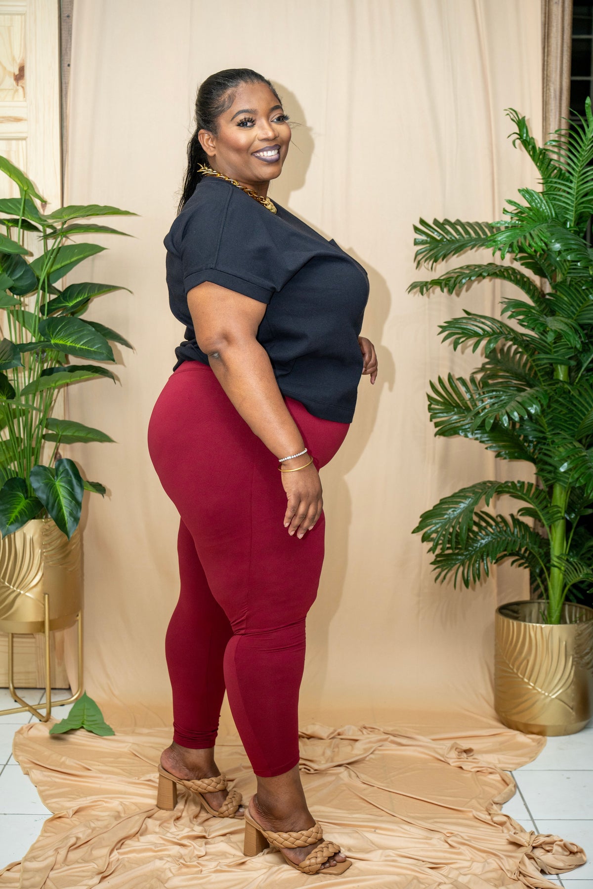 MicroFibre Premium High waist Legging ||  Burgundy