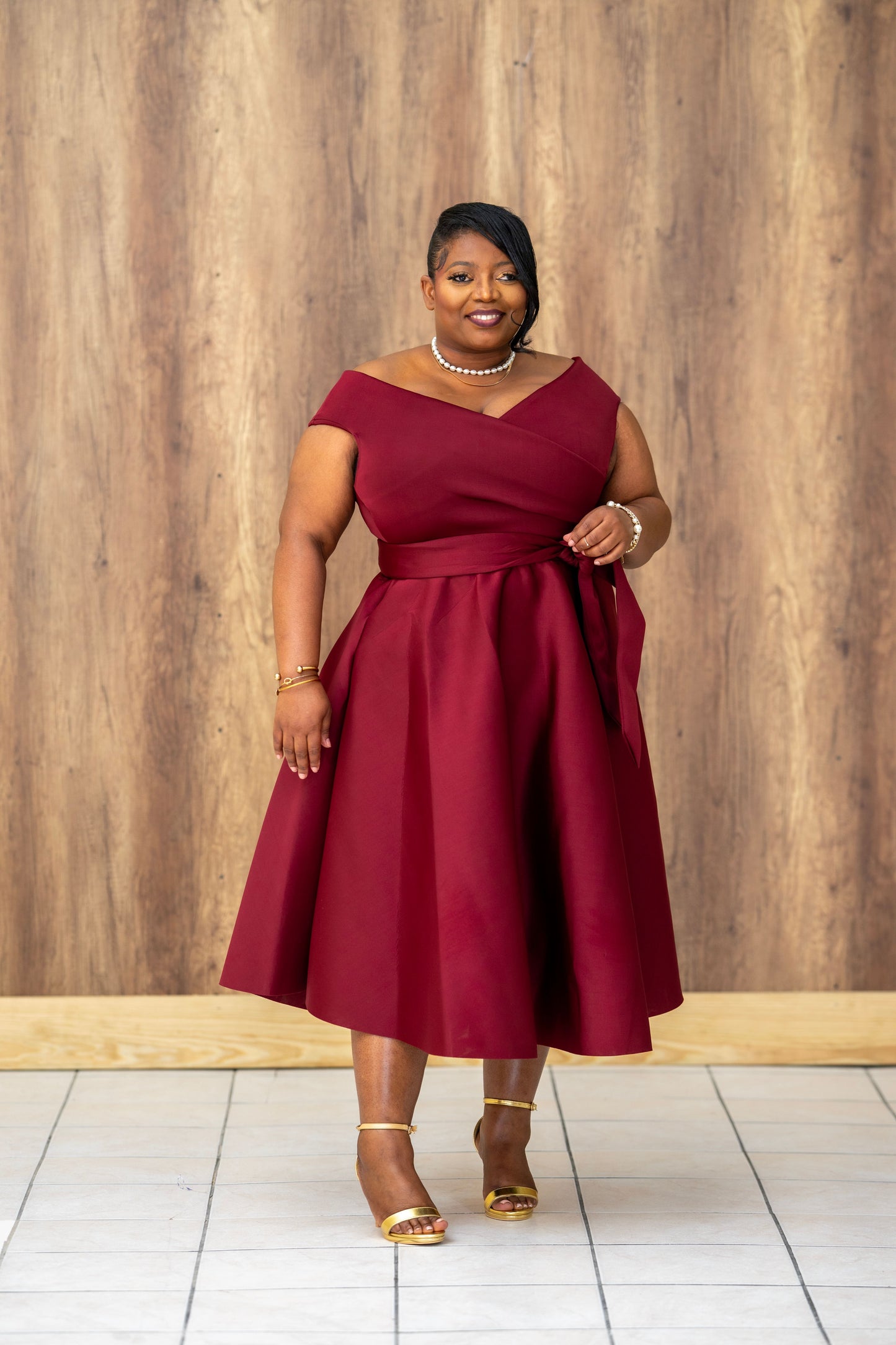 Pure Celest Flare Dress || Burgundy
