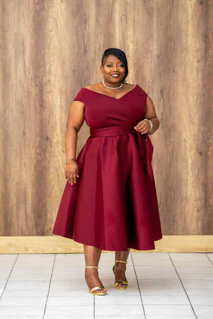 Pure Celest Flare Dress || Burgundy