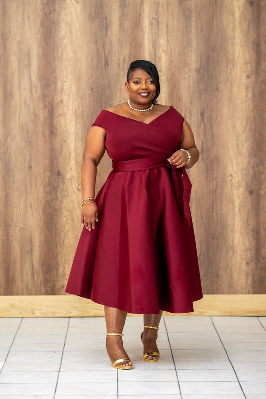 Pure Celest Flare Dress || Burgundy