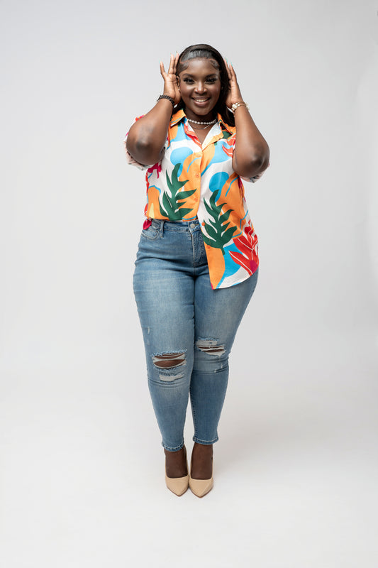 Island Vibes Button-Up Blouse