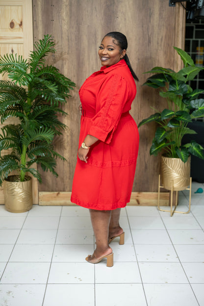 The Sunday Best Belted Dress || Red