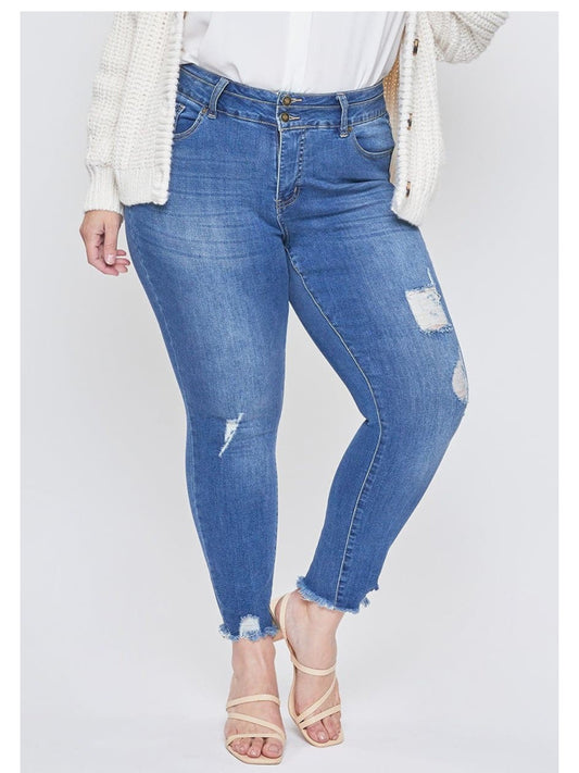 Soft Flex Distressed Jeans || Blue