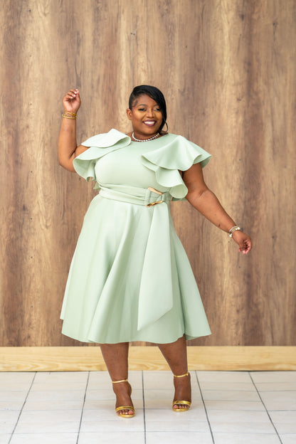 Simply Divine Midi Dress || Sage