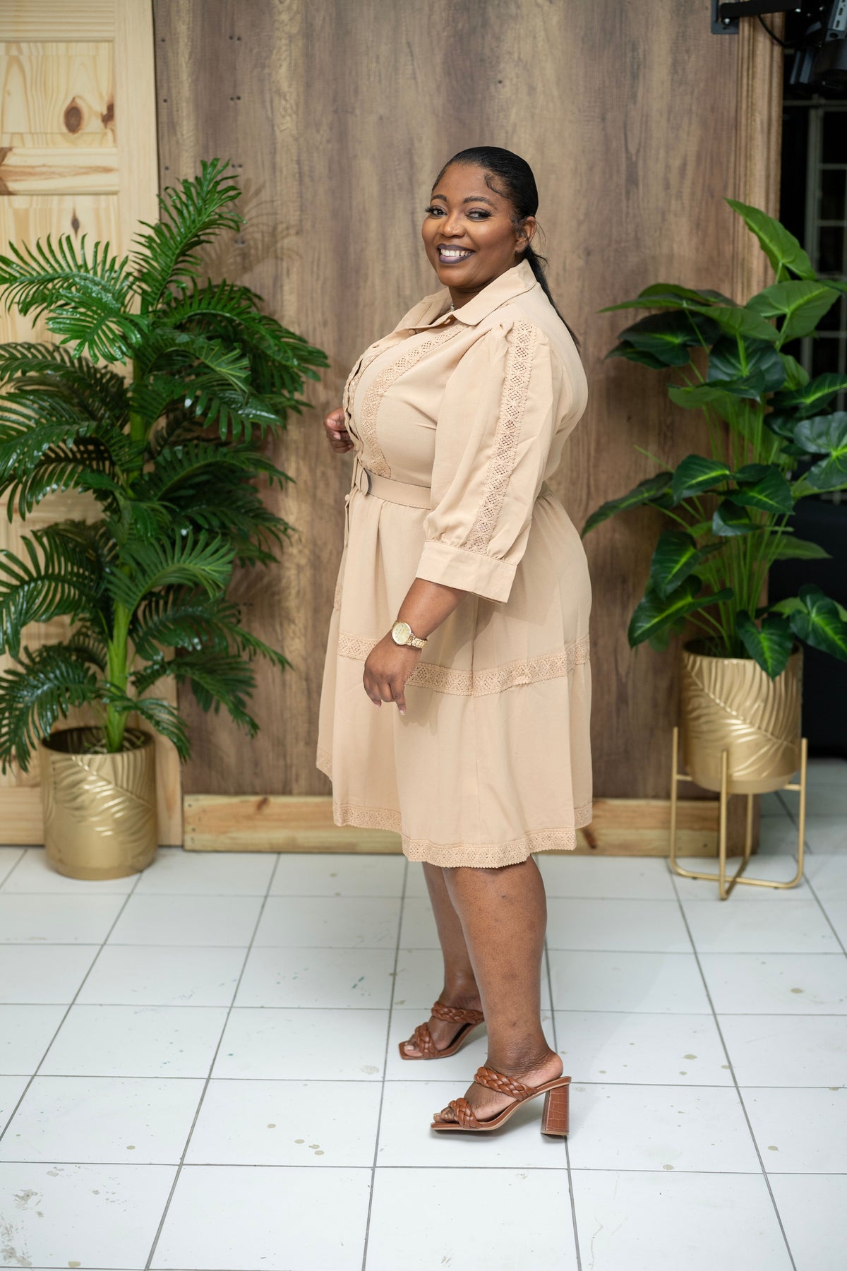 The Sunday Best Belted Dress || Beige