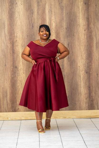 Pure Celest Flare Dress || Burgundy