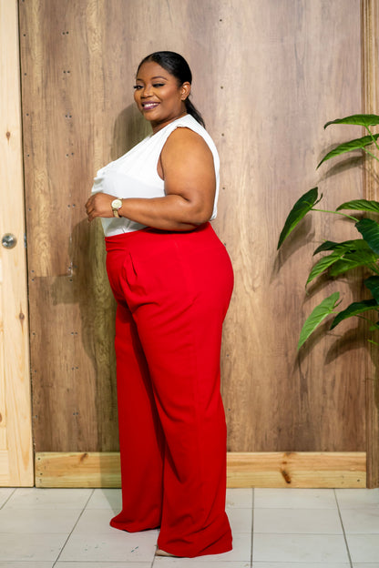 Flow Wide-Leg Pants || Red
