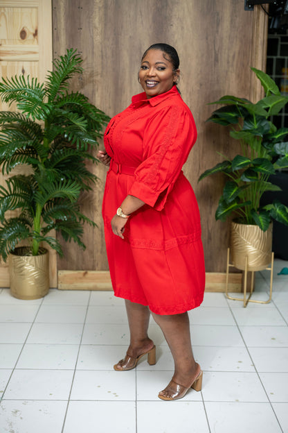 The Sunday Best Belted Dress || Red