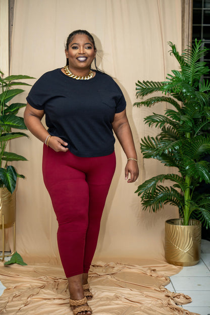 MicroFibre Premium High waist Legging ||  Burgundy