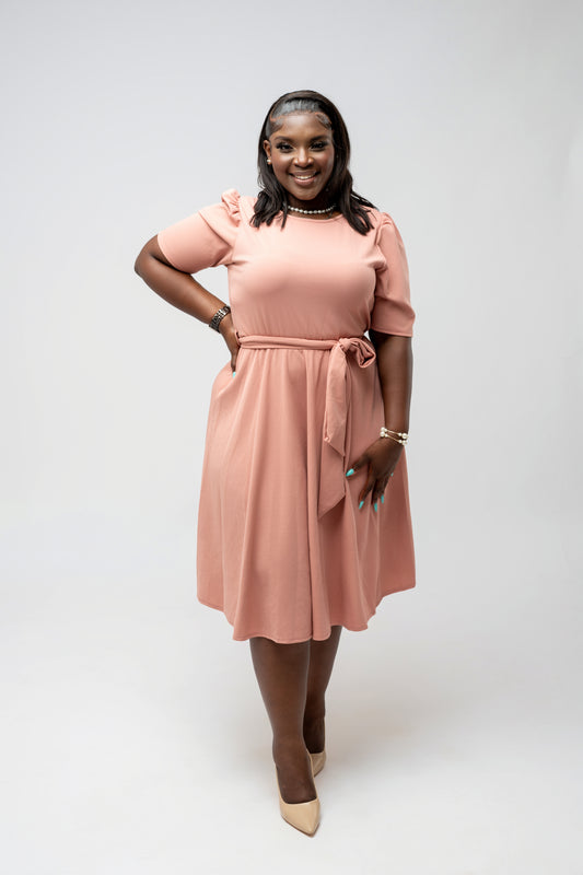 Amina Essence Midi Dress || Blush