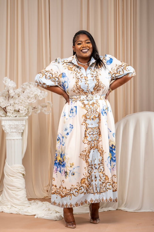Blue & Gold Versailles Dress
