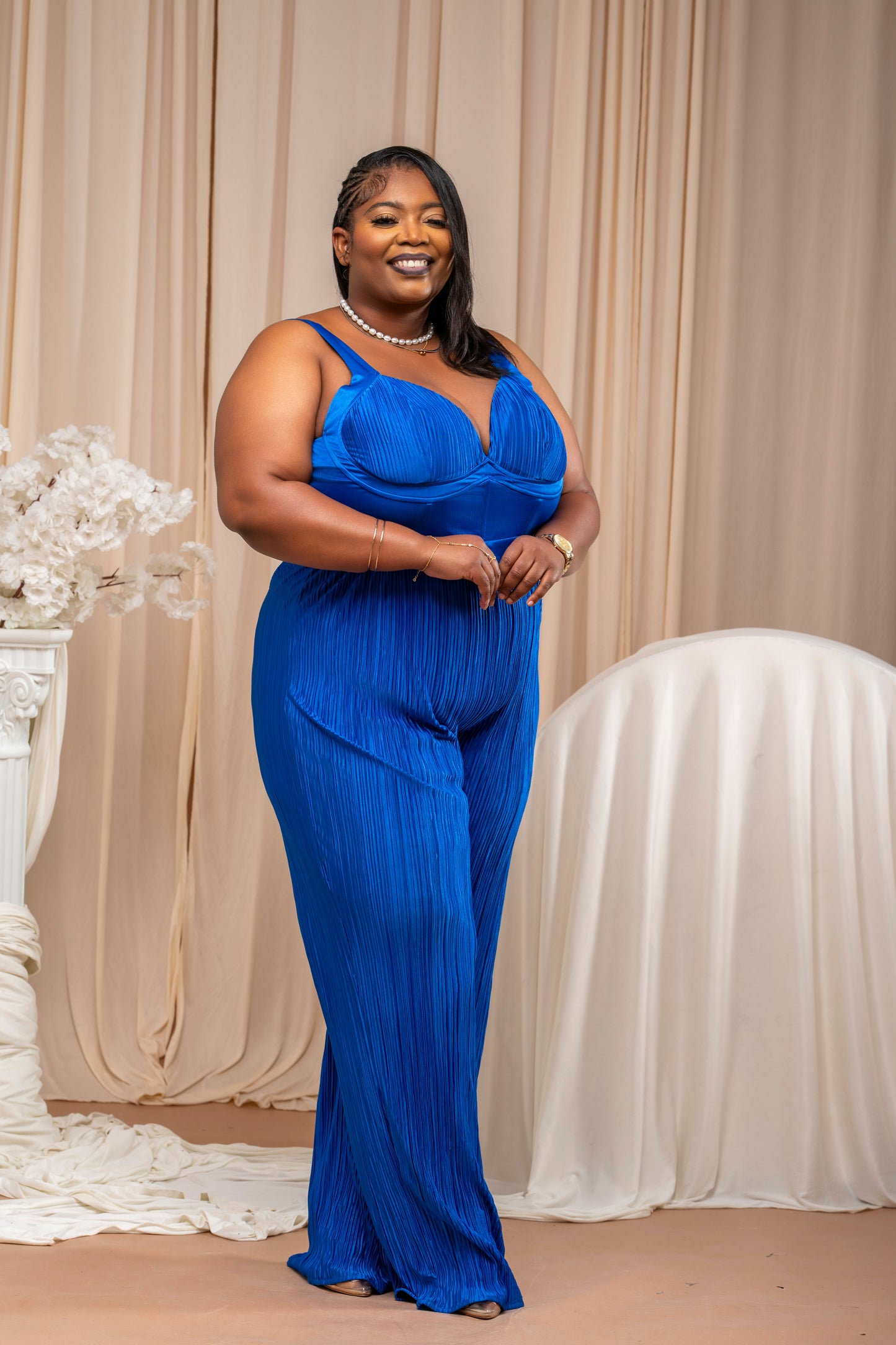 Electric Elegance Jumpsuit || Royal blue