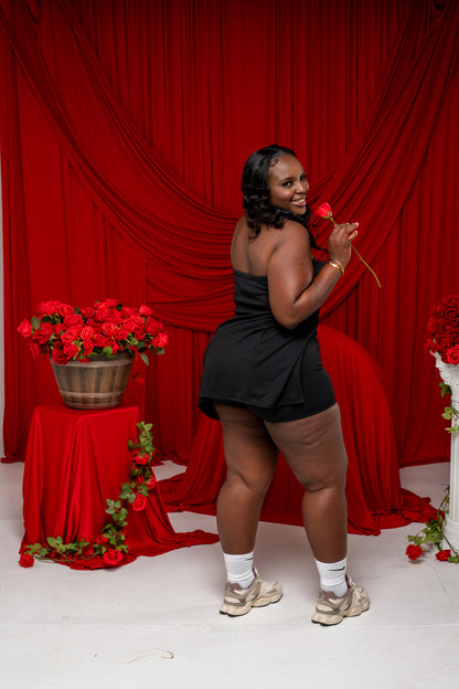 Body Talk Ribbed Short Set || Black