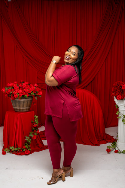 Gia Buttery Soft Legging Set || Burgundy