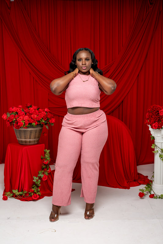 Tropical Tempo Pants Set || Soft Pink