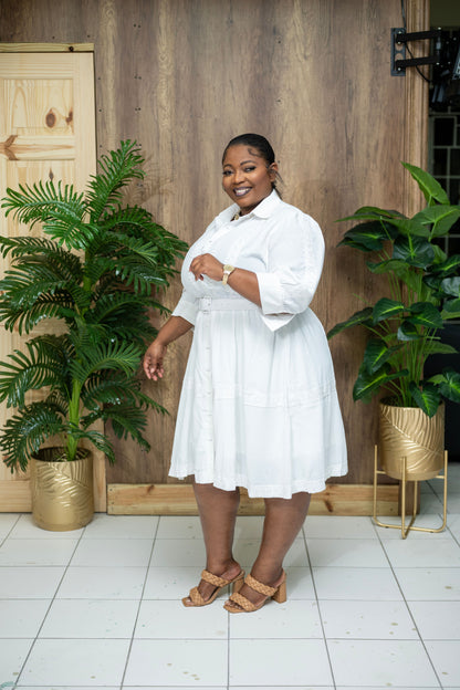 The Sunday Best Belted Dress || White