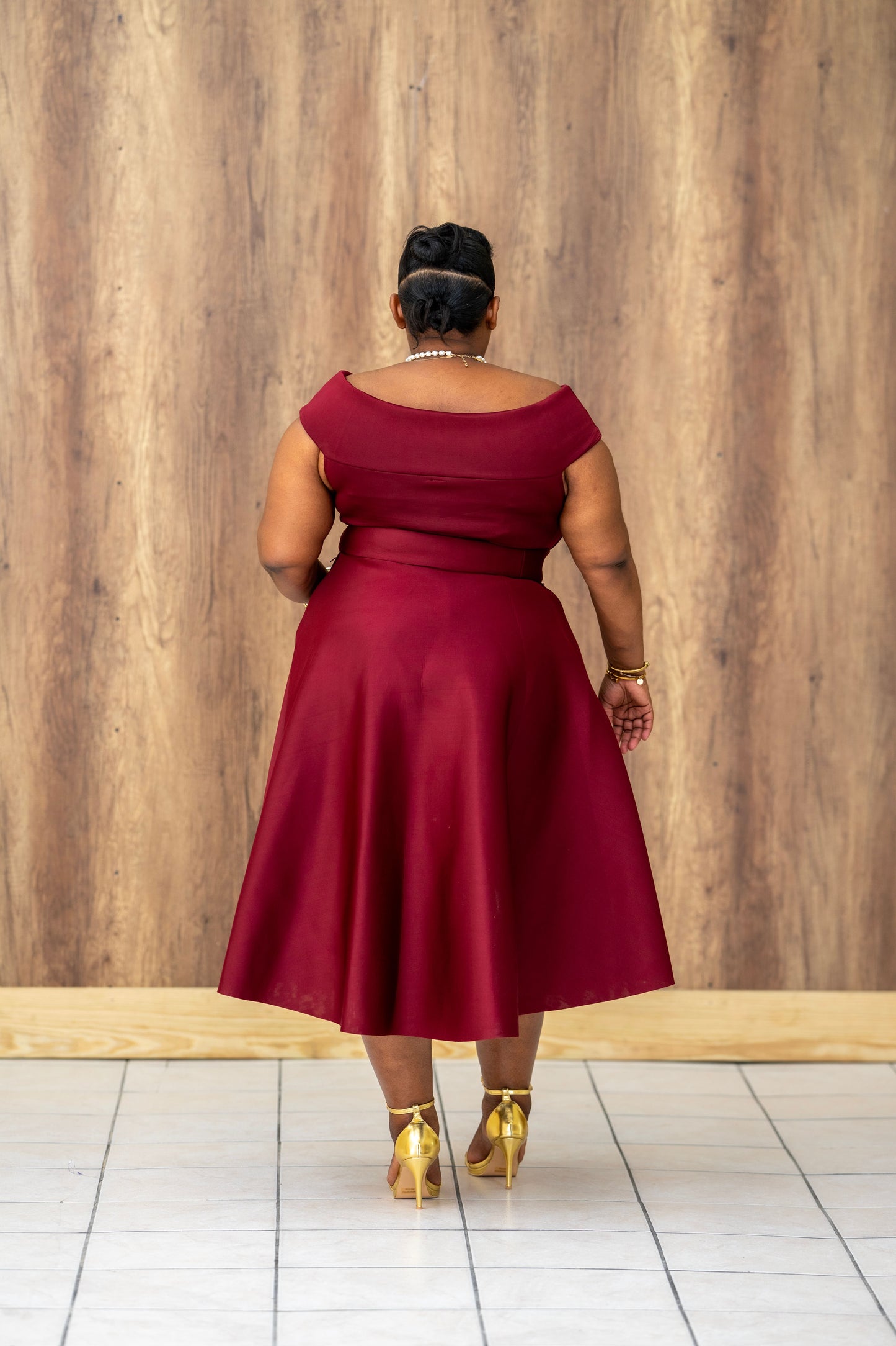 Pure Celest Flare Dress || Burgundy