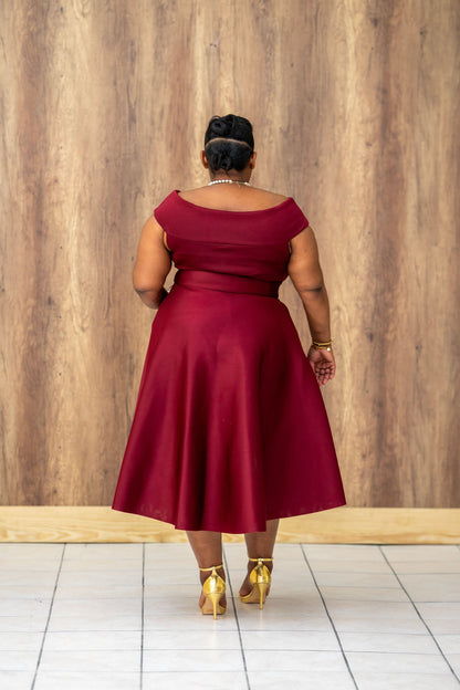 Pure Celest Flare Dress || Burgundy