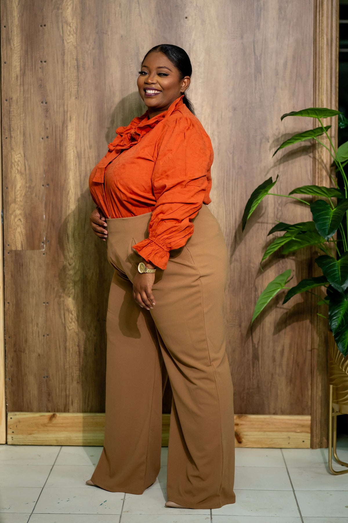 Jacquard Blouse || Rust