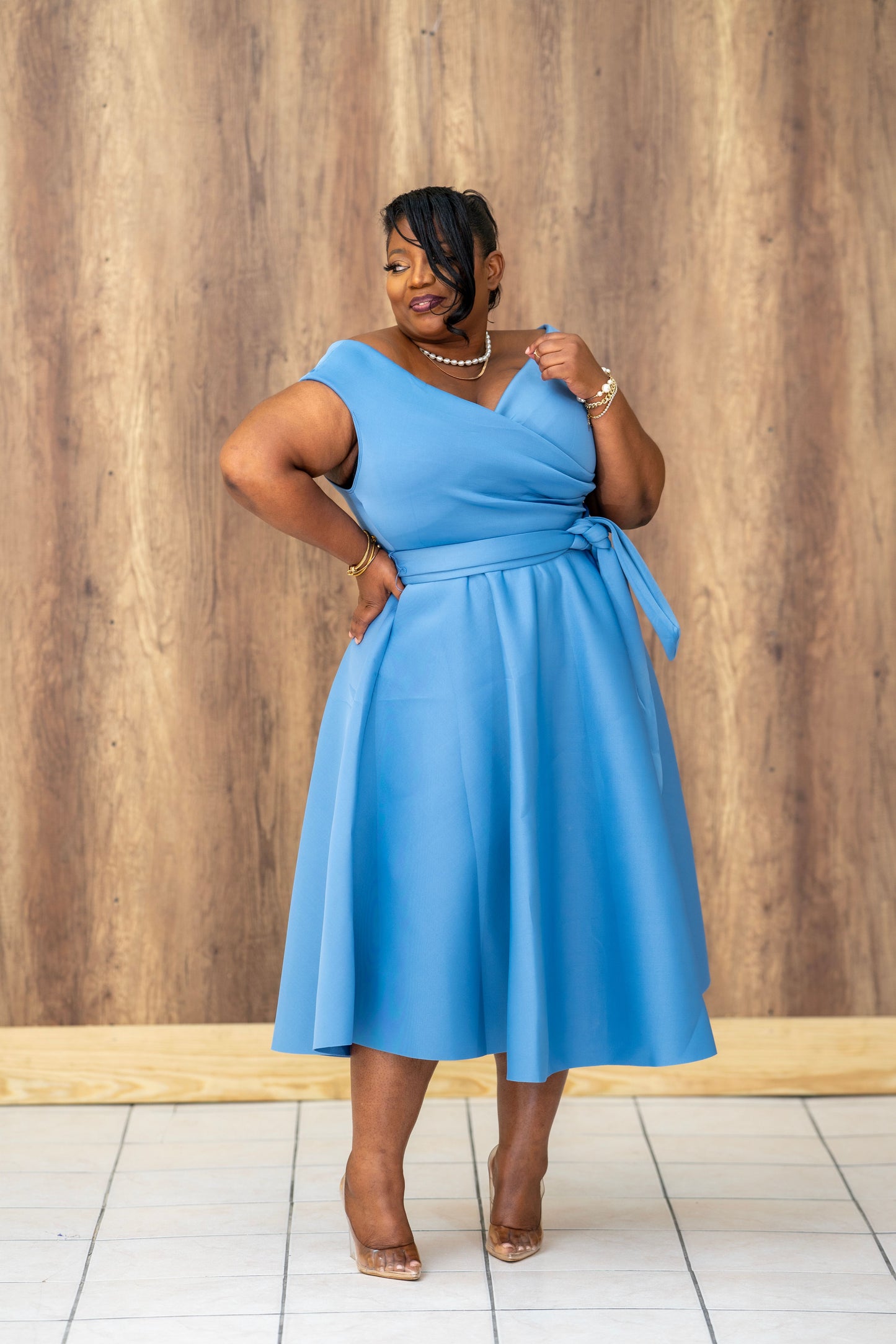 Pure Celest Flare Dress || Denim Blue
