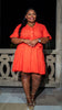 Angie Ruffle Detail Dress || Orange Red