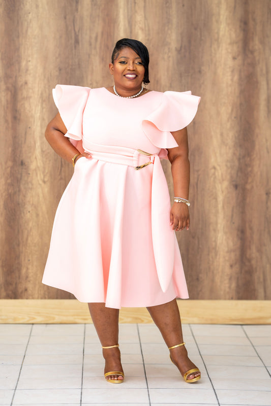 Simply Divine Midi Dress || Peach Pink