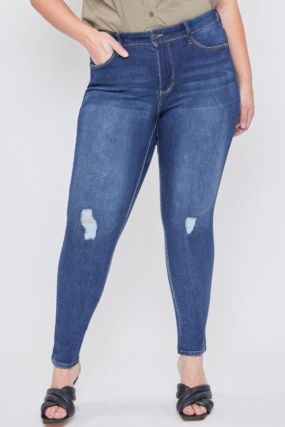 Prepped Light Distressed Jeans || Dark Indigo