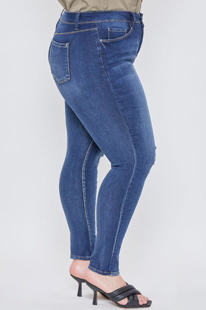 Prepped Light Distressed Jeans || Dark Indigo