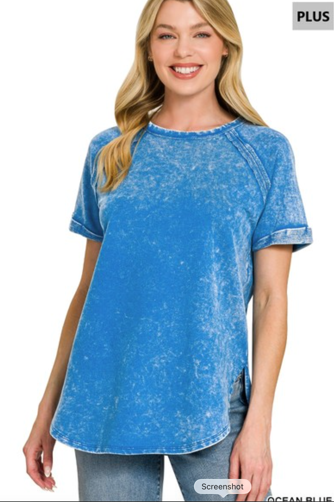Frenchie Curved Hem Top || Ocean Blue
