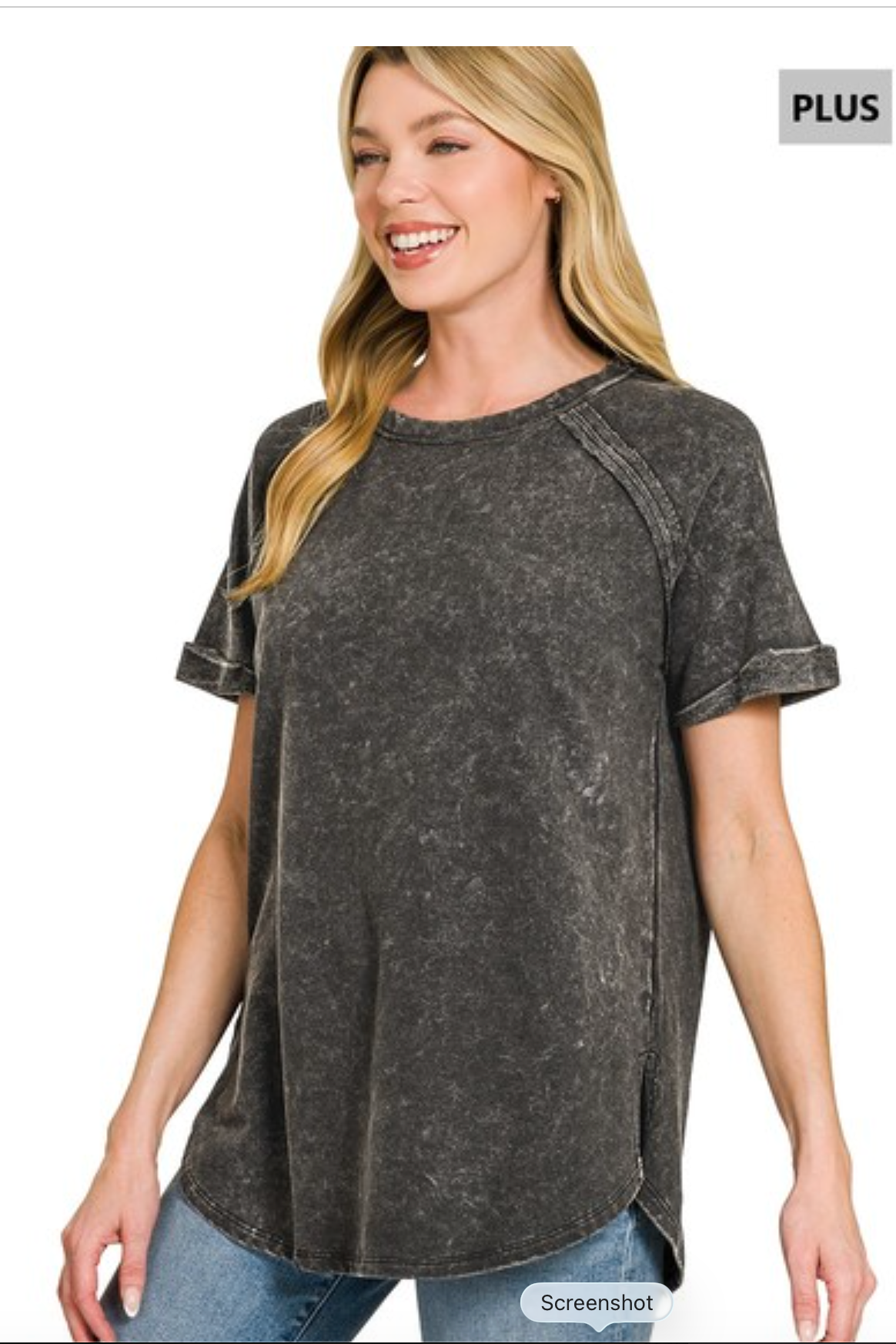 Frenchie Curved Hem Top || Ash Black