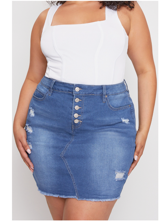 Sher Denim Skirt || Blue