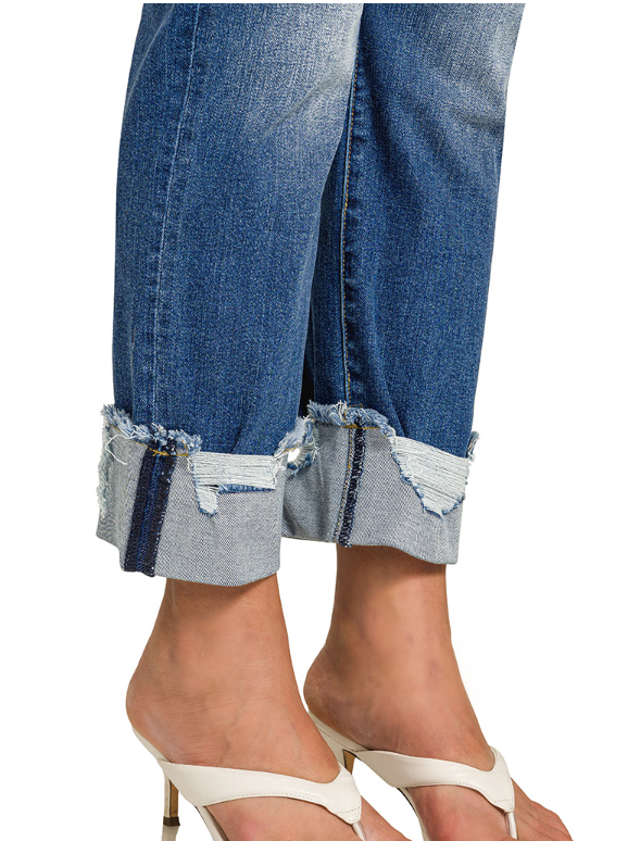 Chilly Boyfriend Cuffed Jeans || Medium Blue