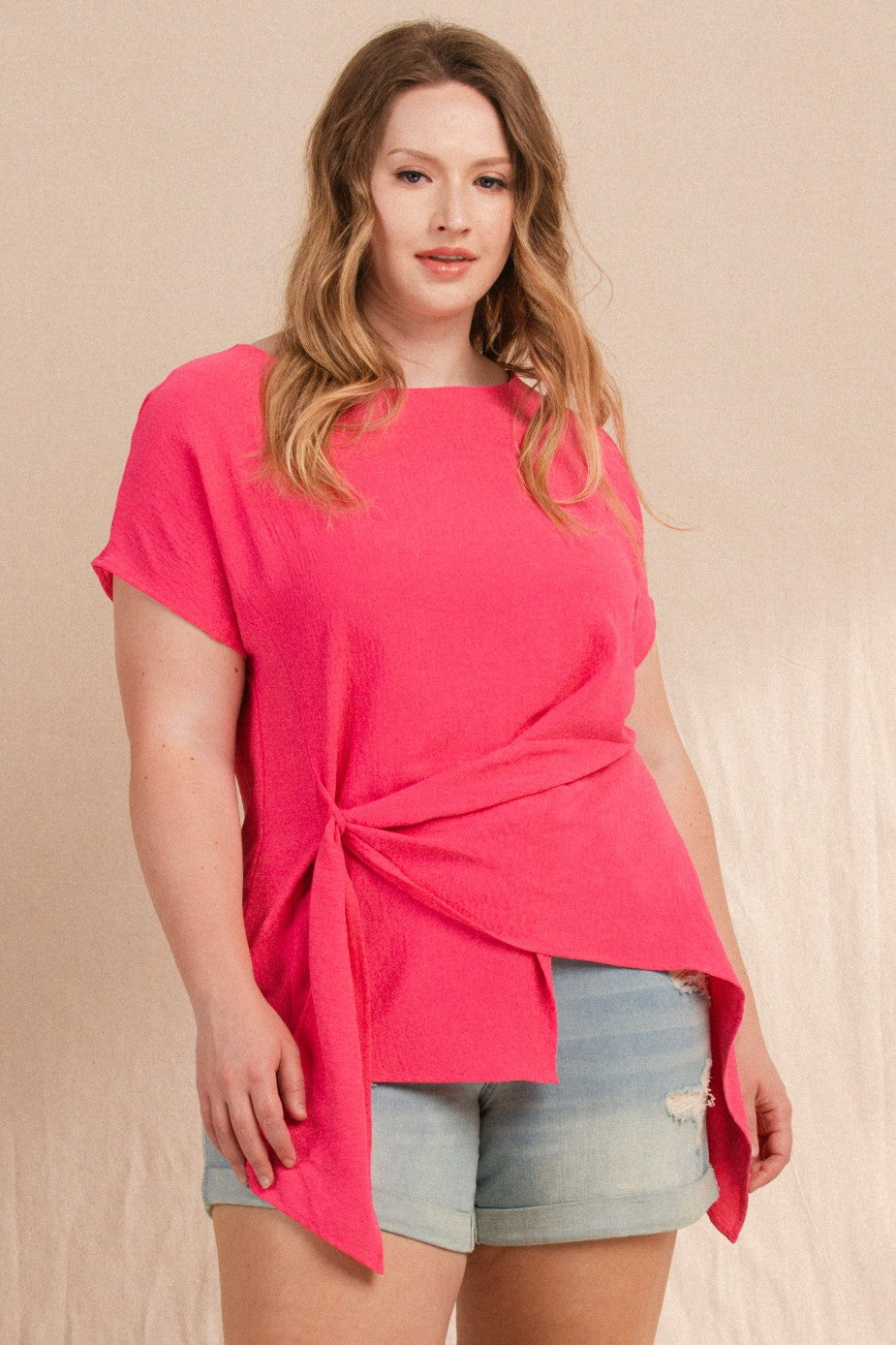 Duwana Asymmetric Blouse || Pink