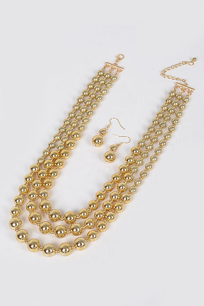 Cherry Ball Necklace Set || Silver