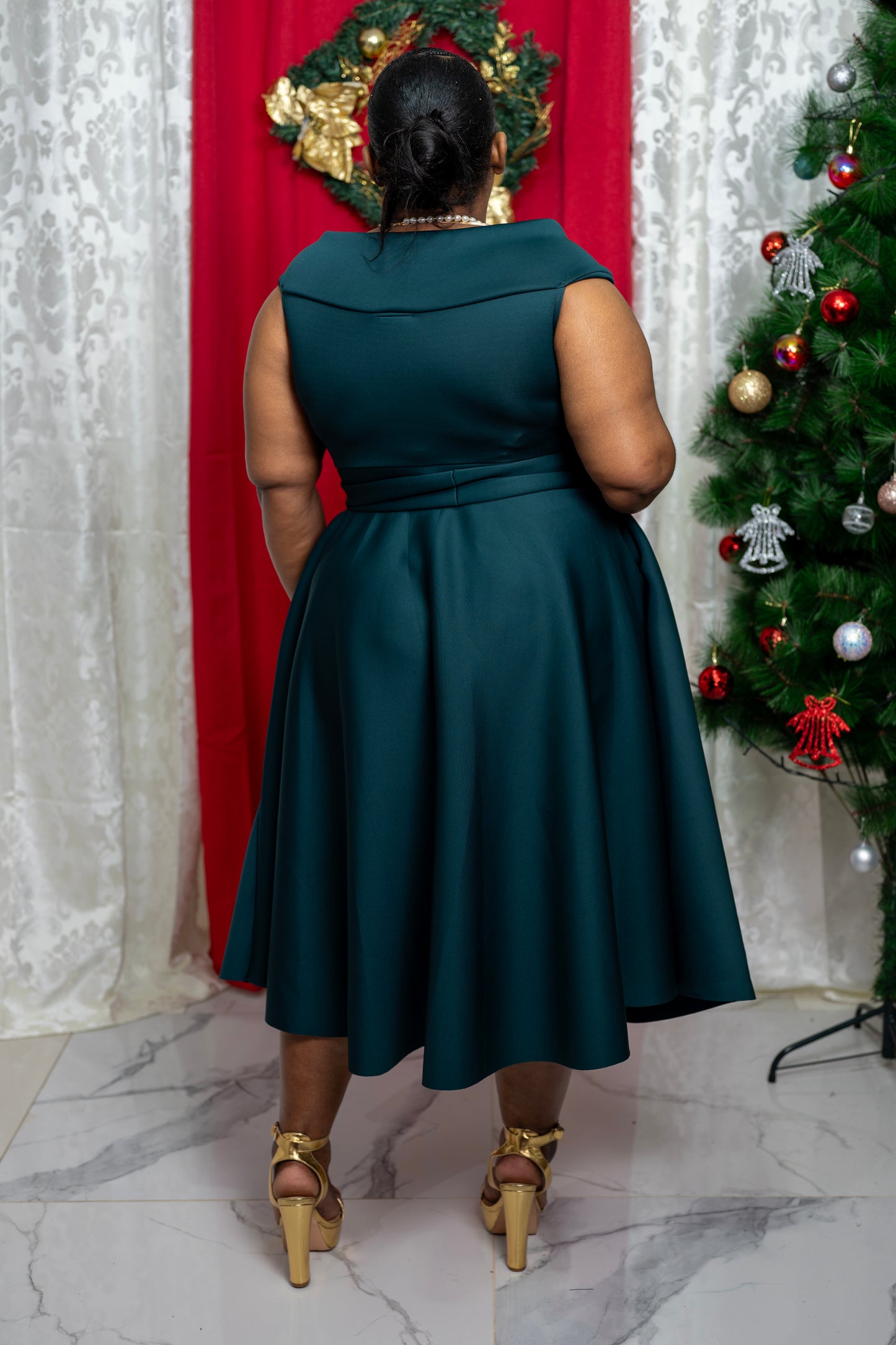 Pure Celest Flare Dress || Hunter Green